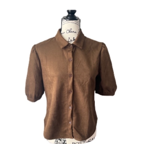 Steve Madden Preppy Old Money Brown B Faux  suede Top - Picture 2 of 13